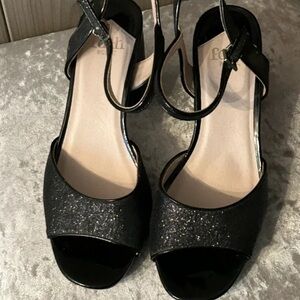 Elegant Black Glitter Heels